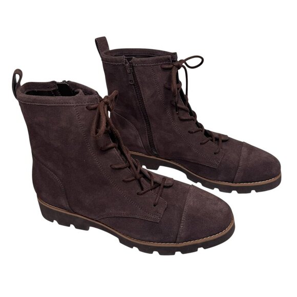 Vionic Lani II Combat Boots Sz 9 Chocolate Brown Suede Arch Support NEW - Picture 3 of 6